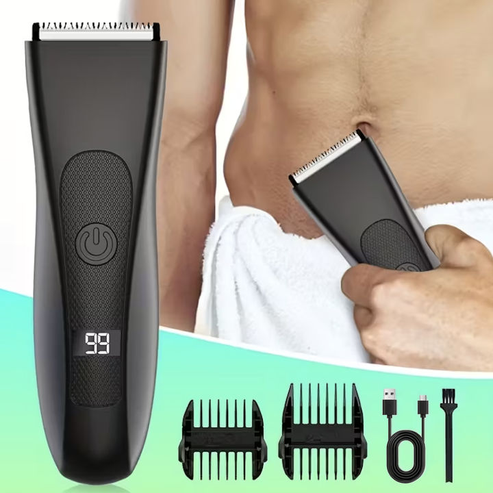 Man Electric Body Hair Trimmer Sideburns Razor With 2 Protective Caps ...