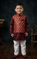 exclusive premium vanarasi/katan waistcoat 3 panjabi set for baby boys- eid , wedding, birthday occasion panjabi set for kids ( age 6m-7y ). 