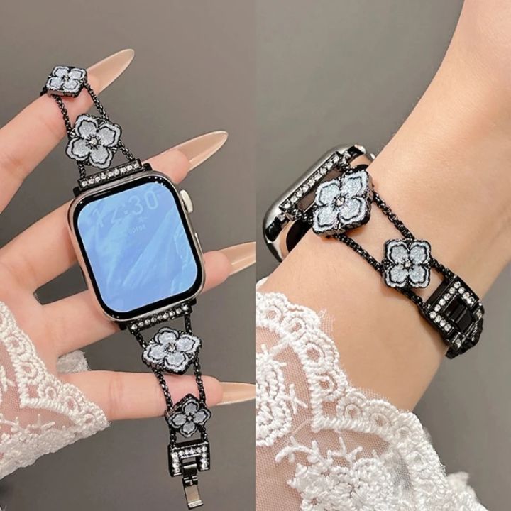 Metal%20Drip%20Diamond%20Oil%20Painting%20Flower%20Compatible%20iWatch%20Strap%2038mm%2040mm%2041mm%2042mm%2044mm%2045mm%2049mm%20Fashionable%20Handmade%20Strap%20-%20Image%205