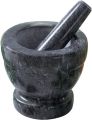 Marble Mortar and Pestle-Black (Pack Of One) Large Size. 