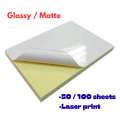A4 Sticker Paper Gloss / Matte – 50 or 100 Sheets | Laser Printer Compatible | Adhesive Sheets for Label Printing | High Quality Label. 