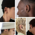 5 Pcs Simple Stainless Steel Hoop Earrings Unisex Single Side Multiple Sizes Earrings Cartilage Piercings Jewelry. 
