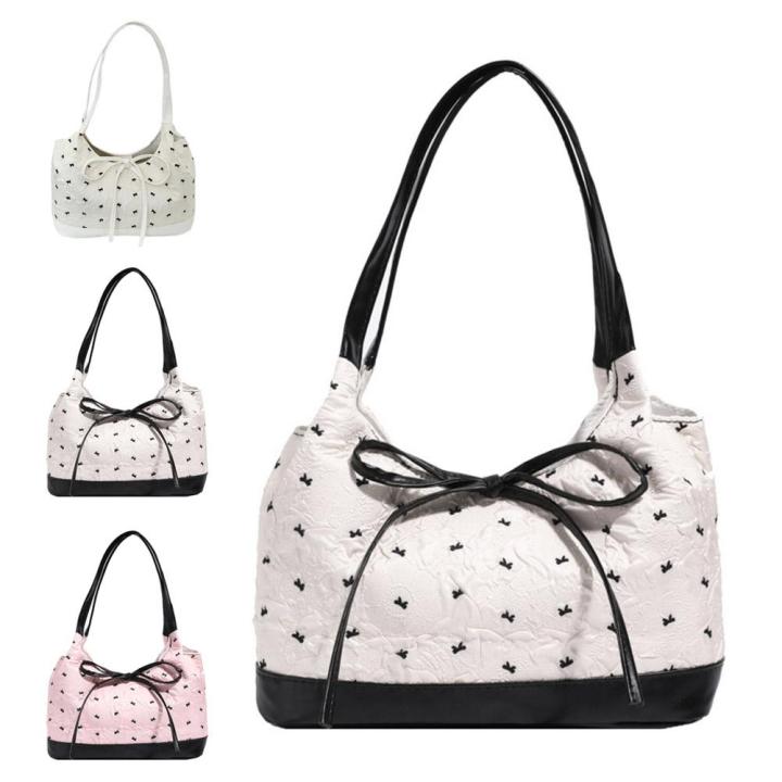 Sweet%20Single%20Shoulder%20Underarm%20Bag%20Bow%20Print%20Tote%20Bag%20Fashion%20Underarm%20Bag%20Protable%20Casual%20Commute%20Niche%20Handbags%20-%20Image%206