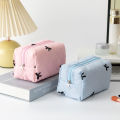 1pc Bowknot pencil case, with zipper portable stationery case storage bag ,study supplies large capacity fashionable pencil case.