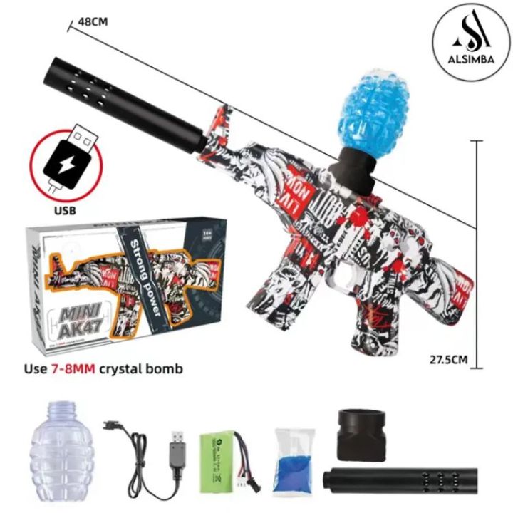 Automatic Rechargeable Electric Gel Blaster Machine ToyGun New Special Edition Trendy Toy For kids &Boys AK47 or MP5 ToyGun with 1,000 Gel Ball Splatter Ball Blaster for Orbeez ToyGun Shooting Games Outdoor Activities-Boys and Girls Team Game