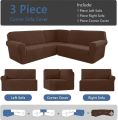 3 piece -7 seater  L Shape Sofa Covers - 3+3+Corner Set (Cotton Jersey Stretchable Dust Proof. 