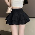 Princess Kawaii Sweet Mini Skirt Elastic High Waist Ballet-Style Tiered Skirt New White Casual Matching Girl's Short Cake Skirt.