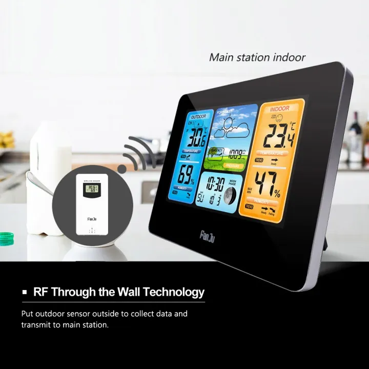 Digital Weather Scanner Multifunction Digital Weather Station LCD Alarm Clock Weather Forecast ...