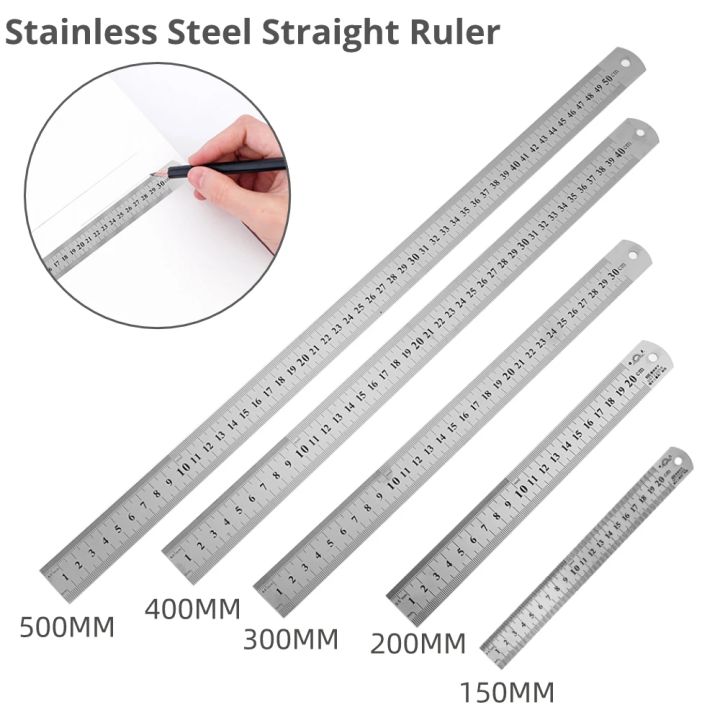 Large Side Ruler 15/20/30/50CM Stainless Steel Straight Ruler Double Side Scale Ruler ...