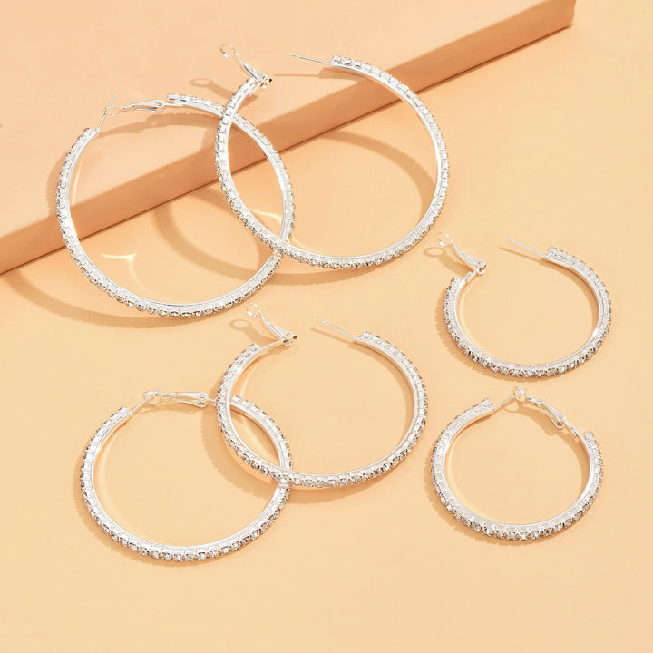 Shine%20Rhinestone%202cm,4cm,6cm,8cm,10cm%20Hoop%20Earrings%20Women%20Earrings%20Perfect%20for%20Weddings%20&%20Festive%20Occasions,All-Season%20Jewelry%20-%20Image%205