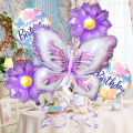 5 Pcs Butterfly Foil Balloons Set Purple Sunflower Set Baby Shower Wedding Romantic Butterfly Theme Birthday Party Decorations.