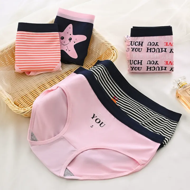 5-Piece%20Striped%20Printed%20Women's%20%20Triangle%20Pants,%20Mid%20Waist%20Elastic%20Breathable%20Underwear,%20Thin%20Women's%20Summer%20Underwear%20-%20Image%202