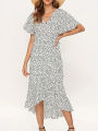 Summer Beach Maxi Dress Women Floral Print Boho Long Chiffon Dress Ruffles Wrap Casual V-Neck Split Party Dress Robe Femme.