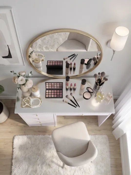 Dressing Table 5 Drawers - Elegant Makeup Vanity Desk for Bedroom