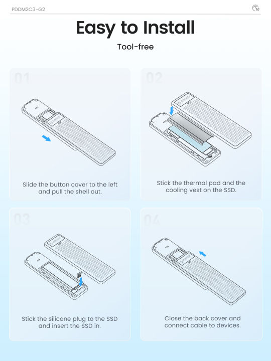 ORICO%20M.2%20NVMe%20SSD%20Enclosure%2010Gbps%20USB%203.2%20Gen2%20Case%20Box%20Simple%20Design%20Tool-free%20Support%20UASP%20for%20NVMe%20SATA%20SSD%20Gamers%20-%20Image%205
