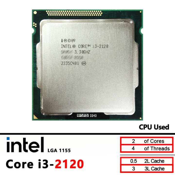 Intel Core i3-2120 Used i3 2120 3.3 GHz Dual-Core CPU 3M 65W LGA 1155 ...