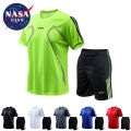 NASA GISS Sports Set Men's Running and Fitness Clothing Equipment Short sleeved Summer Couple Round Neck T-shirt Quick Drying Ba. 