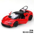 (Bagged) 1:43 die-cast metal car, imitation SF90 pullback racing car, alloy car model, three doors that can be opened, boy's toy. 