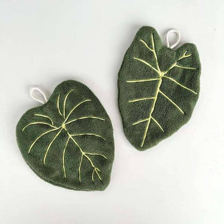 Soft%20Double%20Layer%20Leaf%20Style%20Hand%20Towel%20Thickened%20Absorbent%20Hanging%20Hand%20Cloth%20Speed%20Dry%20Handkerchief%20Kitchen%20Rag%20-%20Image%203