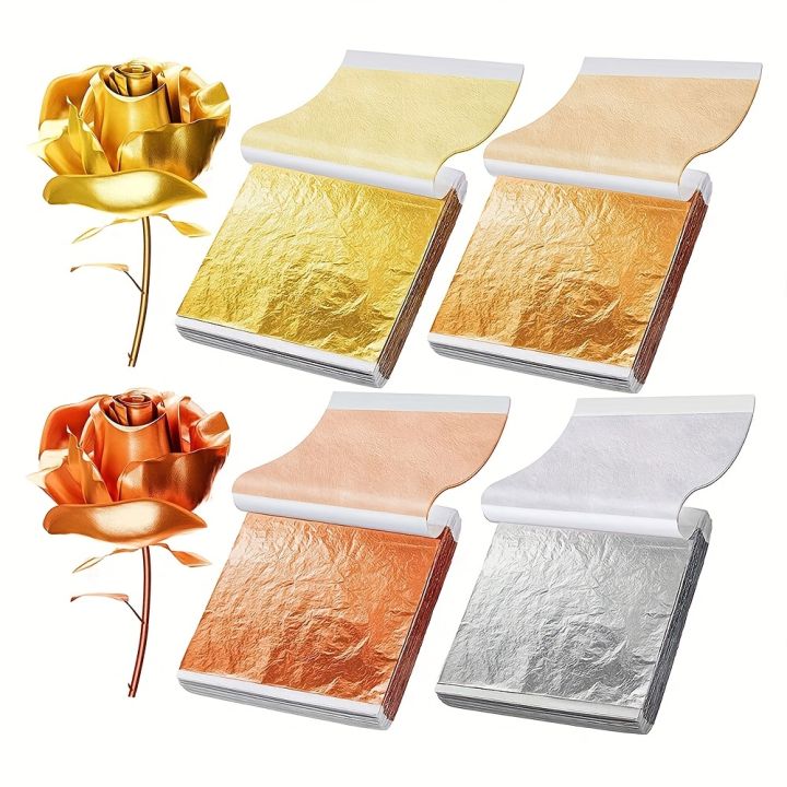 100pcs Imitation Golden Silvery Foil Paper Leaf Sheet Gilding DIY Art Craft Paper DIY Scrapbooking Craft Home Decorations