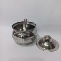 Stainless Steel Ghee pot with lid and spoon. 