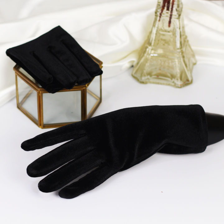 Simple%20Wedding%20Bridal%20Black%20Short%20Gloves%20Cozy%20Velvet%20Handschuh%20Wrist%20Finger%20Brides%20Bridesmaid%20Gloves%20-%20Image%206