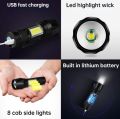 Zoomable Tourch Metal COB Flash Light Tourch | Mini LED Flash Light | Rechargeable Small LED Work Flash Tourch Light. 