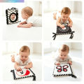 WeRein Black White High Contrast Baby Crib Cloth Book, Newborn Visual Stimulation, Soft Fabric Book with mirror, 0-12 Months. 