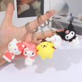 Sanrio Silicone Four section Chain Set Hello Kitty Kuromi Melody Cartoon Character Keychains Used as Rewards and Gifts. 