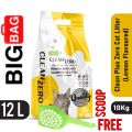 Clean + Zero Clumping Cat Litter 10kg 12L ( Lemon Flavour) + Litter Scoop Free. 