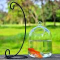 Round/Rectangle Shape Hanging Glass Aquarium Fish Tank Fish Bowl Transparent Vase Ornament With Rack Holder Home Decoration. 