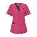 Women's Fashion Solid Colour V-Neck Short Sleeve Overalls With Pockets Basic Summer Lightweight Comfoy Tops. 