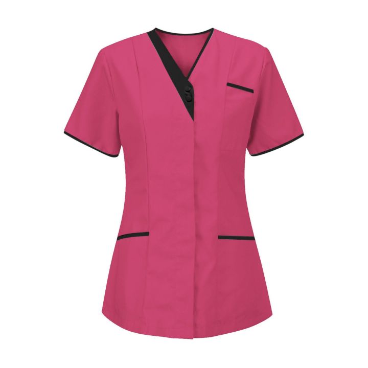 Women's%20Fashion%20Solid%20Colour%20V-Neck%20Short%20Sleeve%20Overalls%20With%20Pockets%20Basic%20Summer%20Lightweight%20Comfoy%20Tops%20-%20Image%202