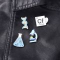 4pcs Science Enamel Pin Microscope Beaker Chemical Molecular DNA Biological Experimental Tool Metal Brooches Badges for Backpack. 