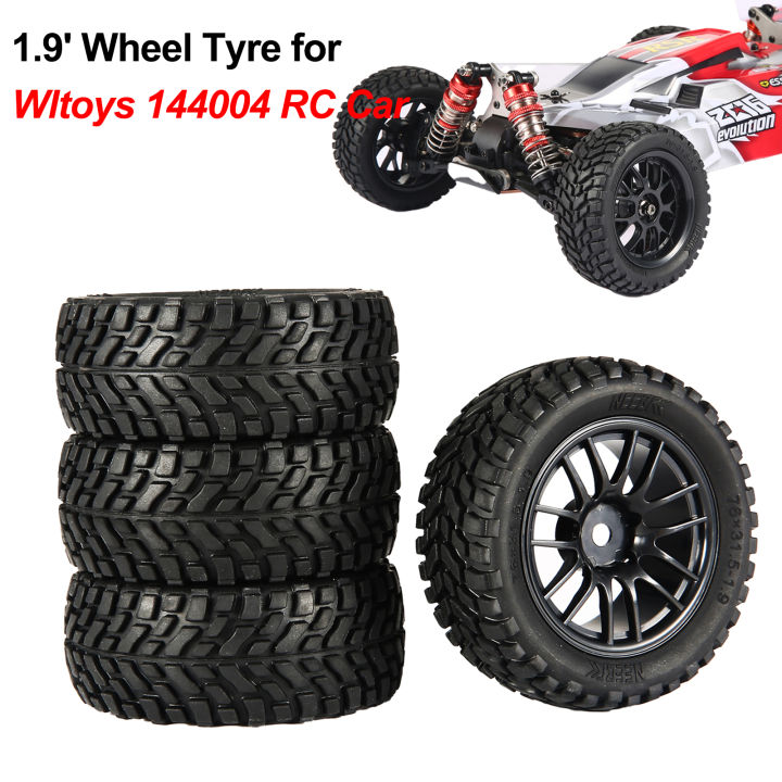 4 Pneus RC 75 Mm – Jantes ABS 12mm Hexagonales – Compatibles Wltoys 144001, SCX10, Tamiya 1.9
