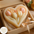 3D heart-shaped tulip silicone mold with clear texture, easy to clean and demould, for handmade DIY soap decoration ornaments Va.