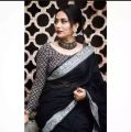 Exclusive and Trendy Design Black And Silver Flower Par Fashionable Tangail half silk Saree for Women - sari | শাড়ি | shari. 