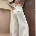 Women's gray sports high waist hanging loose slimming straight leg wide leg pants American sweatpants.. 