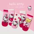 Cute Hello Kitty Girls Socks 5 Pairs Kawaii Cartoon Cotton Crew Socks for Kids Casual Daily Socks. 