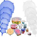 6 Pcs Silicone Stretch Lids – Reusable Food Grade Bowl, Cup & Can Covers in Different Sizes | Round Food Covers for Microwave & Freezer (No Color Choice). 
