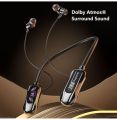 Neckband Bluetooth Neckband Earphones Deep Bass Stereo Magnetic Attraction 40H Playtime Type-C Charging Waterproof - Black. 