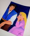 Acrylic Painting of Rapunzel and Eugene Fitzherbert. 