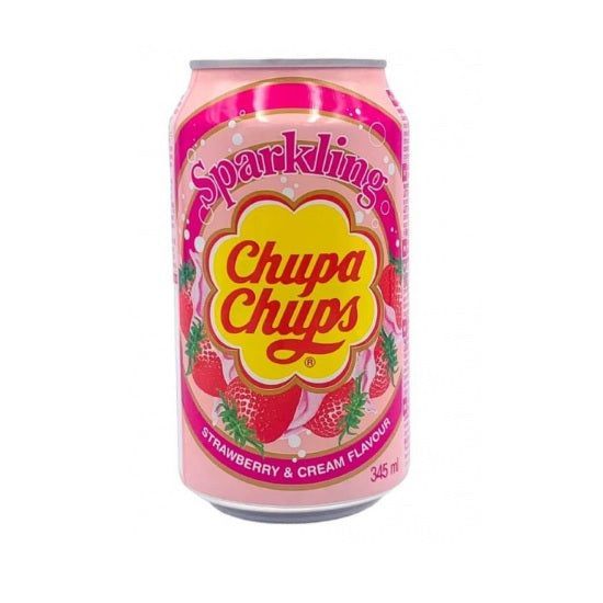 Chupa Chups Strawberry & Cream Sparkling Can 345ml
