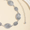 Retro style women's metal waist chain accessories Decorative circle carved chain belt high style accessories. 