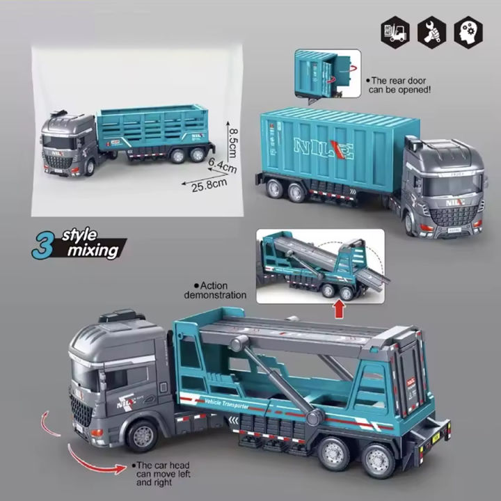 Inertial container truck container toy truck boy fence truck sanitation truck children big loading and unloading truck transport