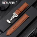 Litchi Grain Strap 18/20/22mm Watch Accessories Genuine Soft Leather Wristwatch Band With Butterfly Buckle.