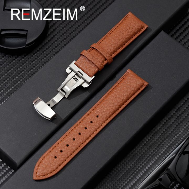 Litchi%20Grain%20Strap%2018/20/22mm%20Watch%20Accessories%20Genuine%20Soft%20Leather%20Wristwatch%20Band%20With%20Butterfly%20Buckle%20-%20Image%203