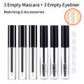 6Pcs+6 Accessories 10ml Empty Mascara Tubes, Eyeliner Tubes Set with 3 Empty Mascara Bottles, 3 Empty Eyeliner Bottles 6 Funnels. 