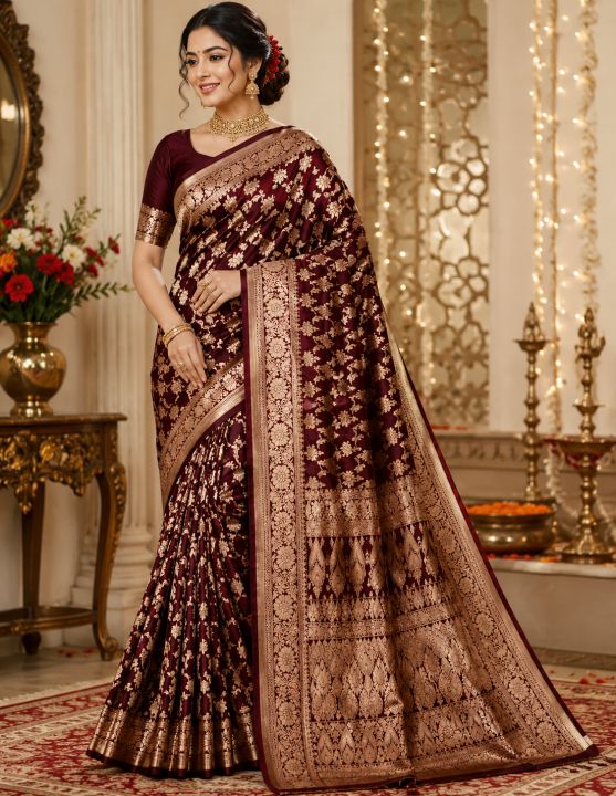 New Silk soft Benaroshi Silk katan saree 13 hat with blouse piec