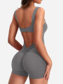 2024 Summer New Women's Yoga One Piece One Piece Vest Sleeveless One Piece Sports Shorts Fitness Sports One Piece. 
